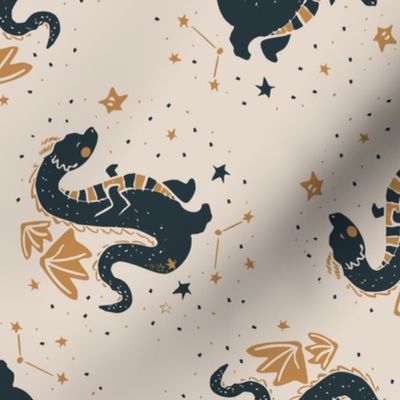 Dragons Constellation nursery on warm neutral cream