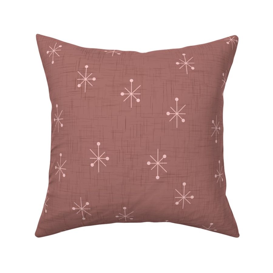 Scattered Atomic Starburst Stars Mid Century Linen Texture - Cafe Au Lait