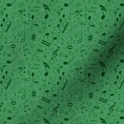 (small scale) Music Notes 2025 On Green Linen