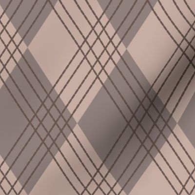 Trellis Argyle diagonal grid (L) - kitchen upholstry  coastal- mocha coffee