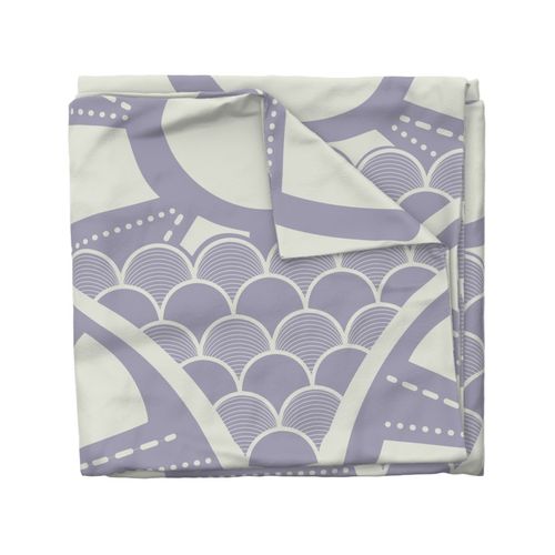 White on Lazy Lavender - Sun and Sea - Scallop Pattern