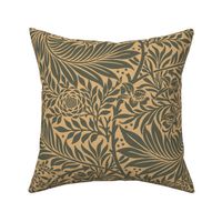 Larkspur by William Morris Dark Olive Green Ochre Large Scale