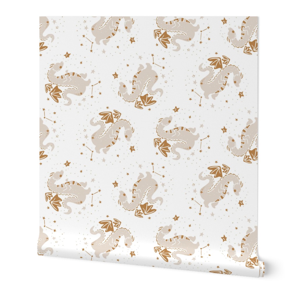 Dragons Constellation Nursery cream gold and on off white