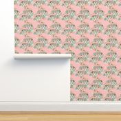 Retro Gardenia floral on pink