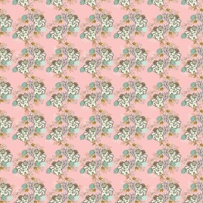 Retro Gardenia floral on pink