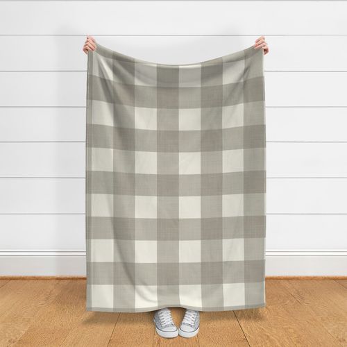 Large Gingham Buffalo Check Plaid - Classic 6 inch - Gray Green Cream White