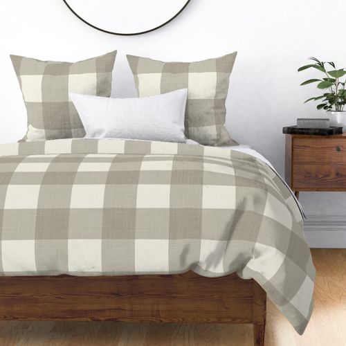 Large Gingham Buffalo Check Plaid - Classic 6 inch - Gray Green Cream White