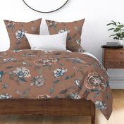 Pantone Mocha Mousse Sketch Florals-Large