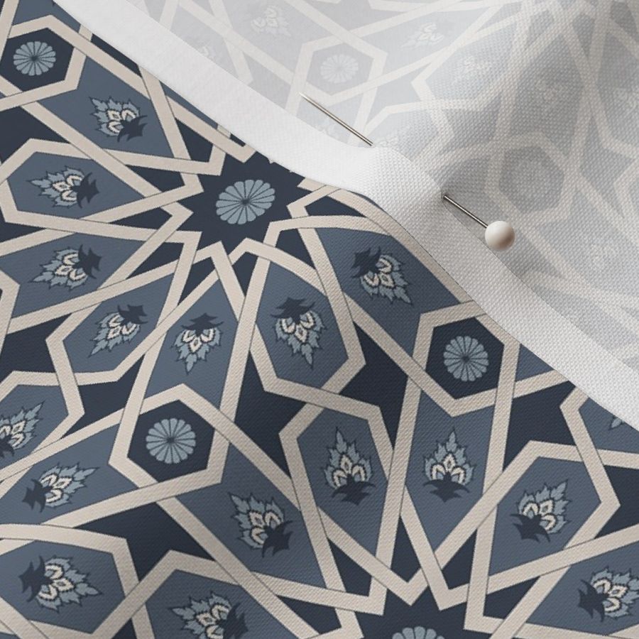 Small - Boho geometric moroccan tiles navy blue - mediterranean tiles