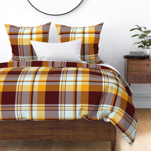 Football plaid - burgundy and gold - L