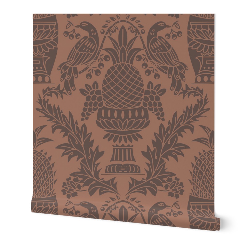 Timeless Damask Pattern in Coffee Bean Browns and Grounded Neutrals (M)