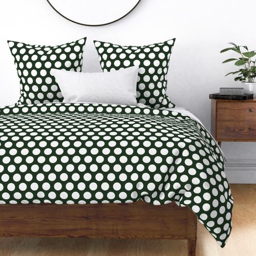 Dark Green and White Polka Dots - Polka Dot Pattern - Dots - Dotted 20"