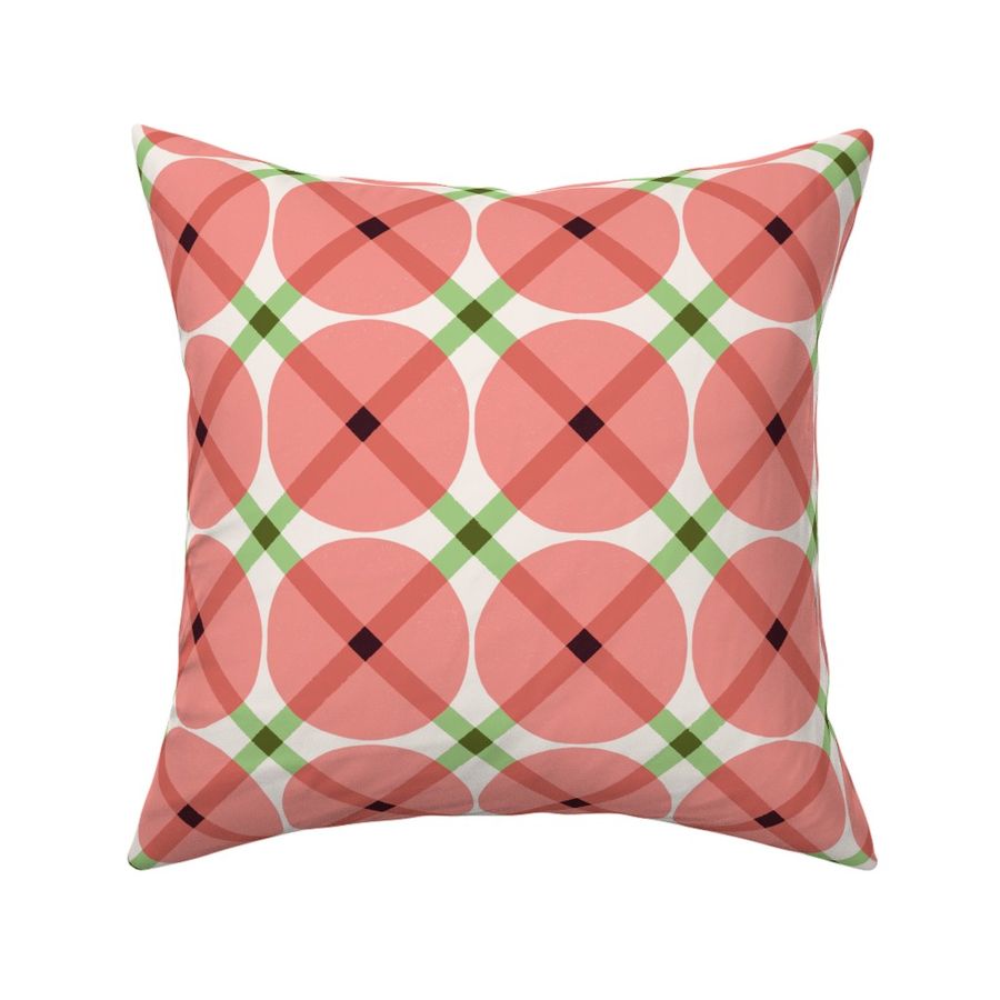 Whimsical Circle Diagonal Plaid Bold Geometric Extra Large Coral Salmon