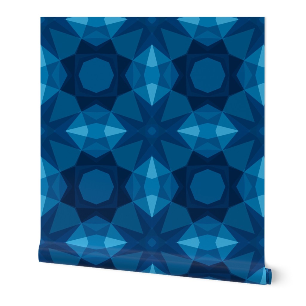 Edgy Squares Art Deco Geometric Navy Blue Pattern