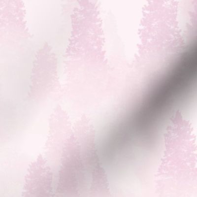 (L) Cabin the Woods Misty Forest Landscape - Pale Pink