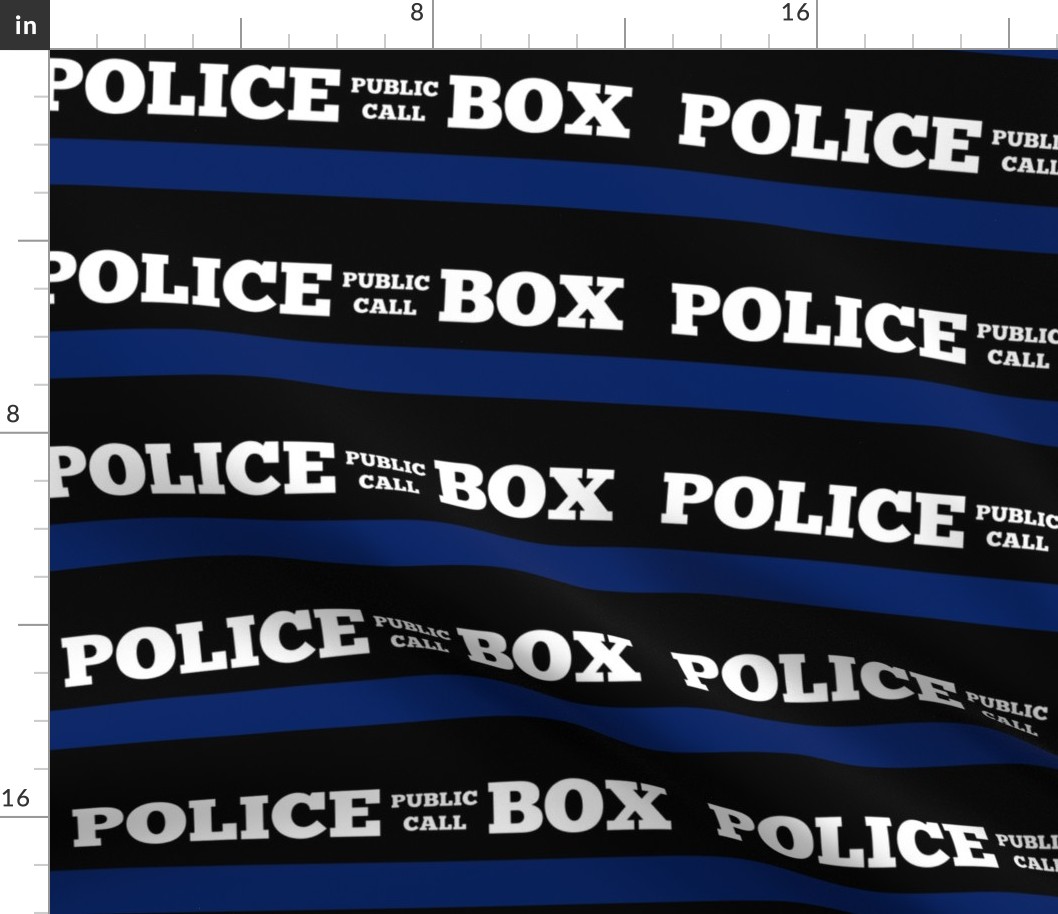 Police Box Signs, Dark Blue Public Call Fabric | Spoonflower