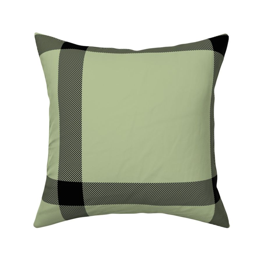 Large Scale Light Green & Black Simple Check for Bedroom Wall Decor