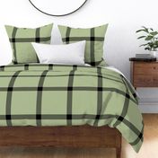 Large Scale Light Green & Black Simple Check for Bedroom Wall Decor