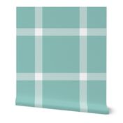 Large Scale Aqua Blue & White Simple Check for Bedroom Wall Decor