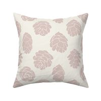 Hemlock Cones Textured Mauve on Cream Block Print Diamond MEDIUM