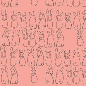 "who me?" bunnies in pink blossom & grey
