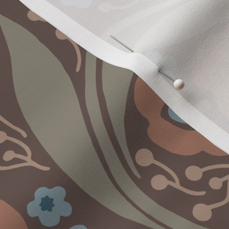 Fanciful flowers & butterflies in an earthy retro vibe Pantone Mocha Mousse