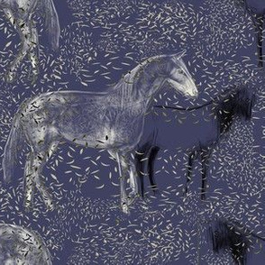 Horses and Silvery Leaves 3