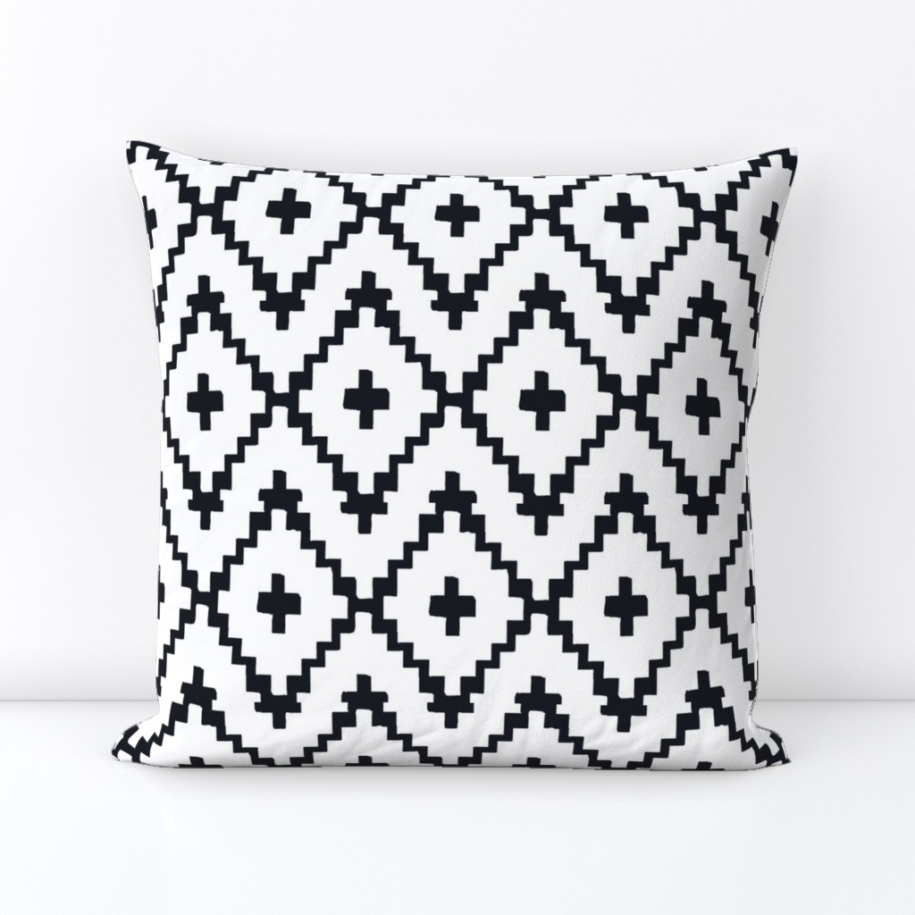 Southwest Diamond Chevron _ Black on white