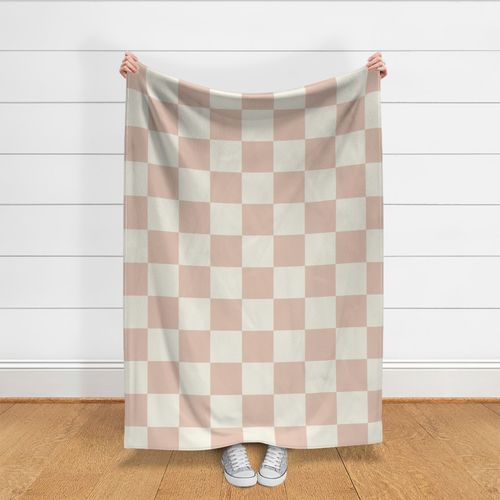 Jumbo / Cream Tan Blush Pink Checkerboard for Bedroom Bathroom