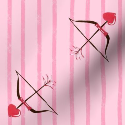 Diagonal Bow And Arrow with Textured Lines Background Pink - sm