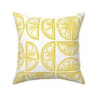 Citrus Mid-Century Modern Half Moon -- Sunshine Yellow with Cream and White