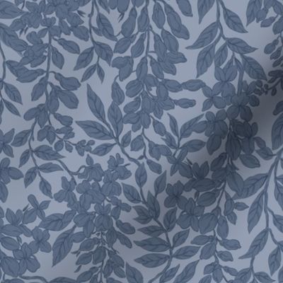 Cheryl Floral Night Blue Grey Small Scale