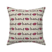 Little kisses - Bisous Bisous Valentines Day stripes with dark plum lips