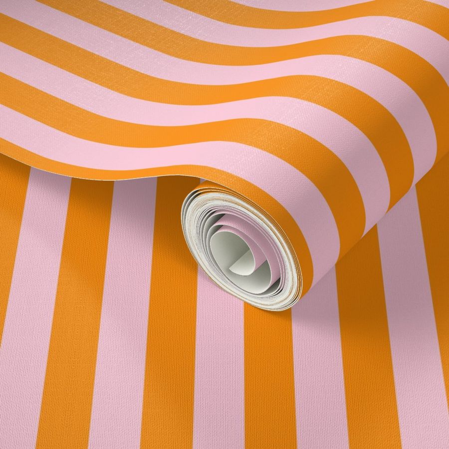 Classic bold and bright cabana stripes in orange and lilac - 1in small