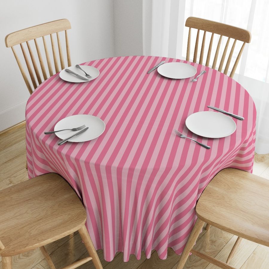 Classic bold and bright cabana stripes in dark and light pink - 1in small