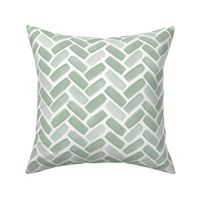 Celadon jade green painted chevron herringbone watercolor lime cream mid