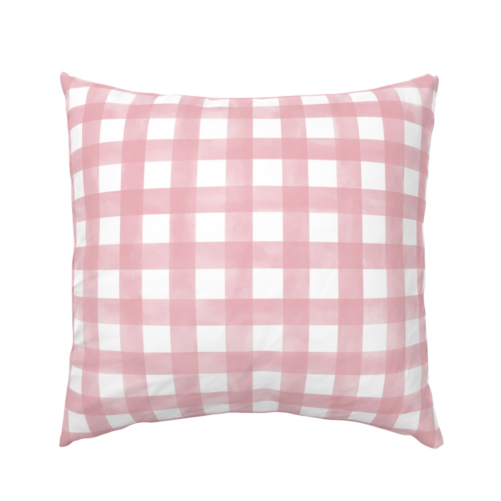 (L) Watercolor Buffalo Check Preppy Classic Plaid in Light Pink