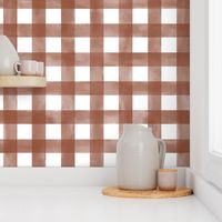 (L) Watercolor Buffalo Check Cabincore Classic Plaid in Bronze Brown