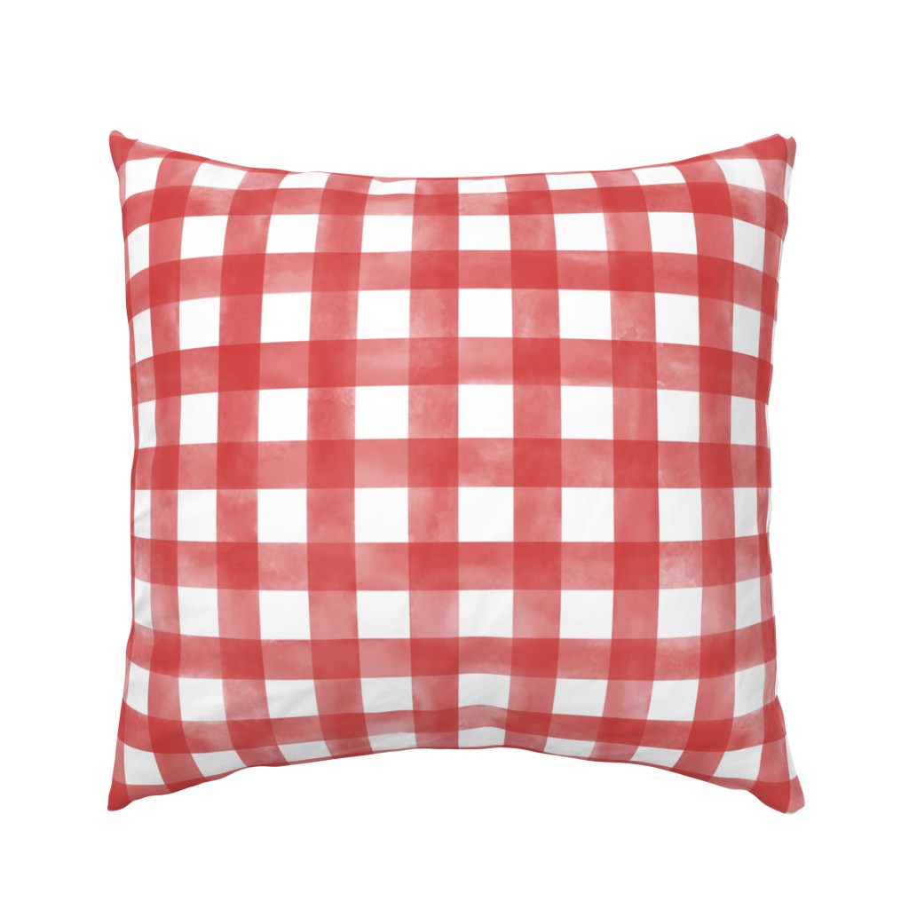 (L) Watercolor Buffalo Check Classic Plaid in Bright Red