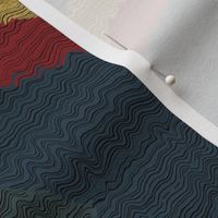 Wavy Ikat Stripes (12") Gold Foil + Royal Red + Pine Green + Black