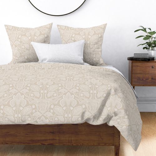 Intricate Vintage Flowers Monochromatic Beige