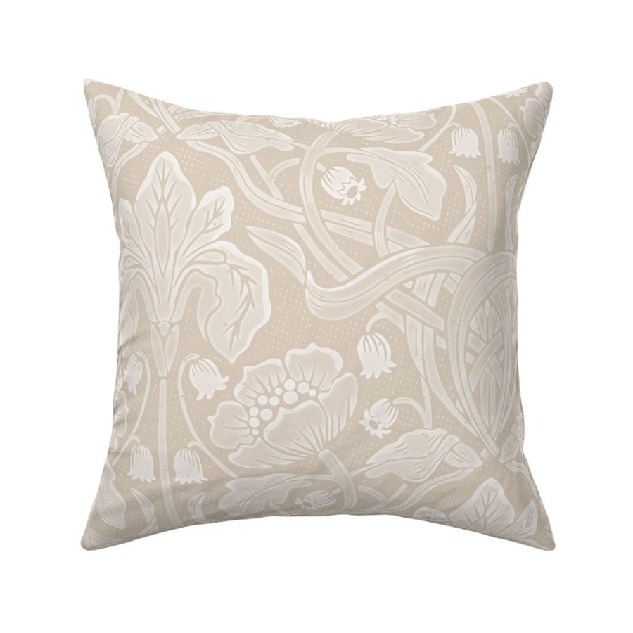 Intricate Vintage Flowers Monochromatic Beige