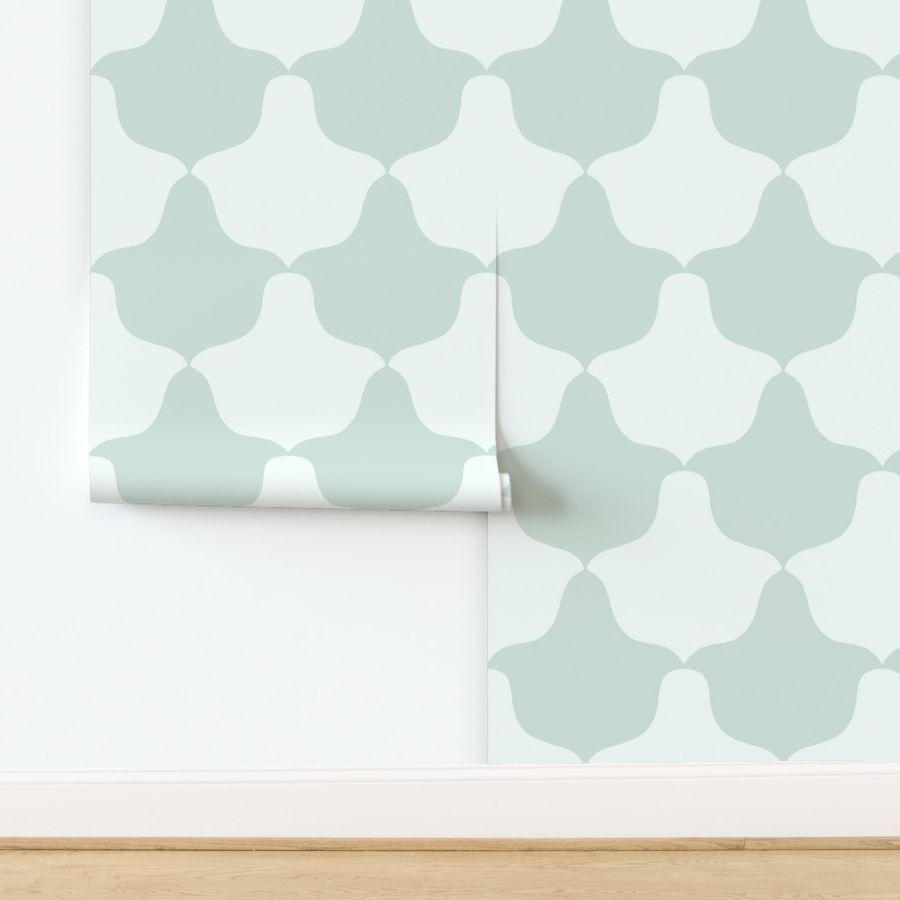 Sophisticated Geometric Pattern in Sage Green and Coastal Blues