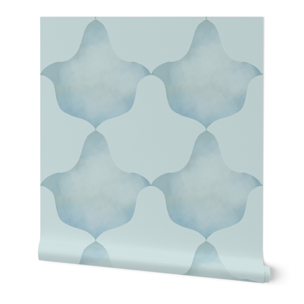 Modern Coastal Blues Geometric Pattern with Watercolor and Distressed Dyes