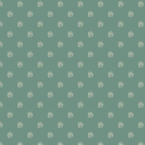 Cream Rose Motif on Sage Green Small