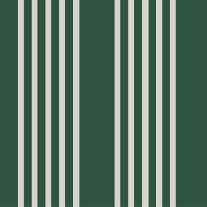 Vertical Winter White Stripes On Pine Green