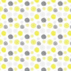 Mom's Kitchen Floral - gray and yellow on white