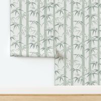 japandi bamboo forest blockprint in sage green