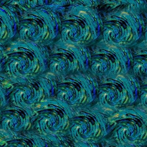 Dark Teal Starry Night from Van Gogh's Painting