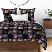Nebulae & Galaxies Outer Space Patchwork Cheater Quilt Blocks